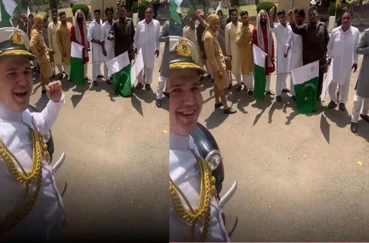 हाथ में पाक का झंडा लेकर खड़े थे पाकिस्तानी,तभी रशियन जवान ने लगा दिया 'जय श्री राम' का नारा,भीड़ का रिएक्शन..