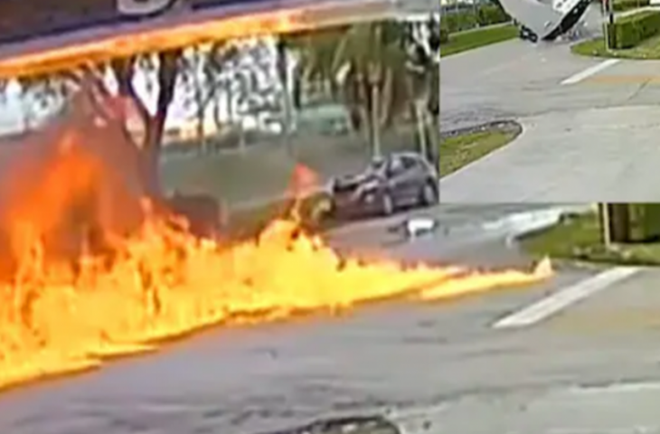 देखिए कैसे सड़क पर चल रही कार पर आसमान से बरसी मौत, पलभर में मच गई तबाही