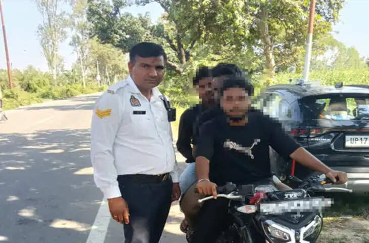 बिजनौर में ट्रैफिक पुलिस का अभियान, बिना हेलमेट बाइक चलाने वाले 383 लोगों के चालान; गलत रूट पर 55 ई-रिक्शा पर कार्रवाई
