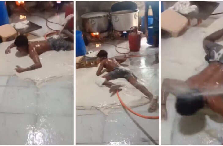 सोया चाप पर लेटा और उसी पर नहाता दिखा शख्स, ये घिनौना वीडियो देख भूल जाएंगे खाना&nbsp;