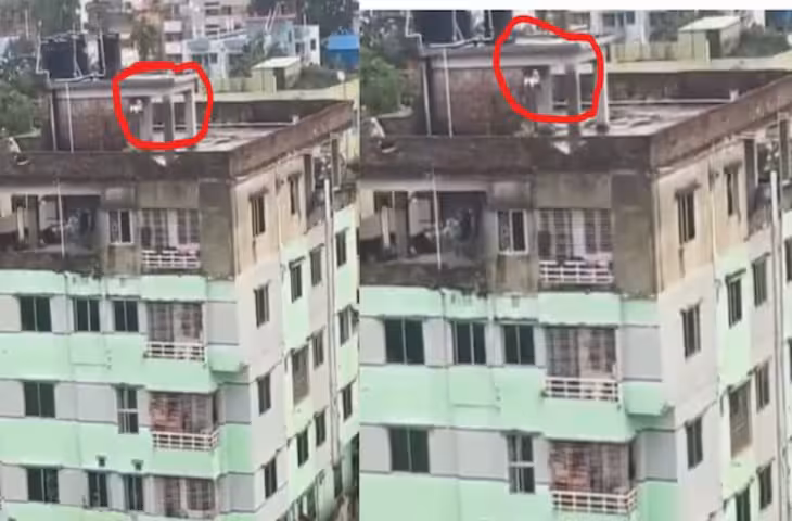 ऊंची छत पर लड़की का खतरनाक झूला, दे रही थी मौत को दावत, देख लोगों की कांप गई रूह!