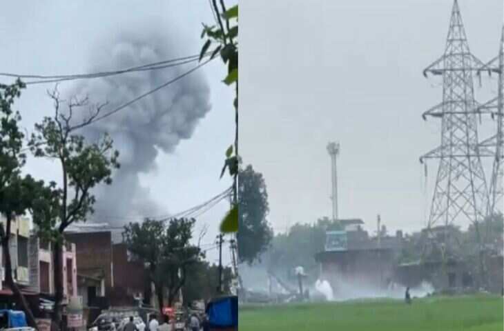 प्रयागराज-कौशांबी बॉर्डर पर पटाखा फैक्ट्री में भीषण विस्फोट, फुटेज में देंखे 7 की मौत और 22 झुलसे; 3 मकान जमींदोज
