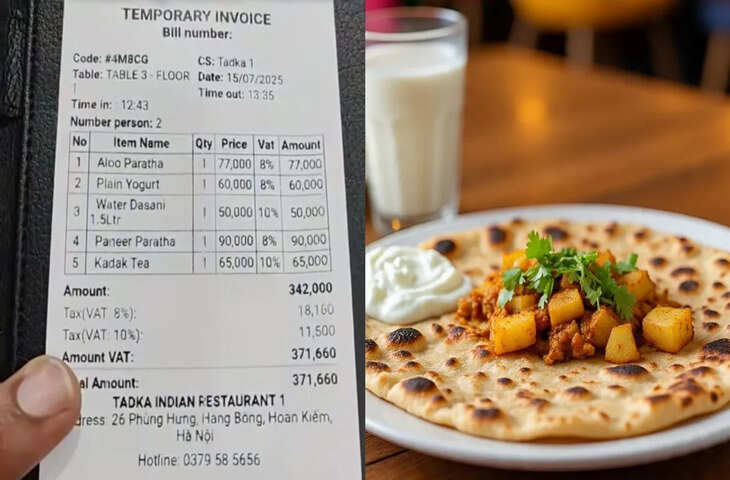 आलू पराठा 77 हजार, दही 60 हजार और पानी मिला 50 हजार, &lsquo;तड़का रेस्टोरेंट&rsquo; में खाने का बिल हुआ वायरल