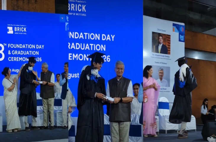दीक्षांत समारोह में एक बिल्ली स्नातक के साथ मंच पर पहुंची, सोशल मीडिया पर वायरल हो रहा वीडियो