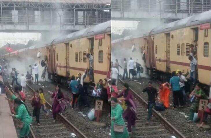 ब्रेक जाम से Koyna Express में लगी आग? Karjat Station का VIDEO वायरल
