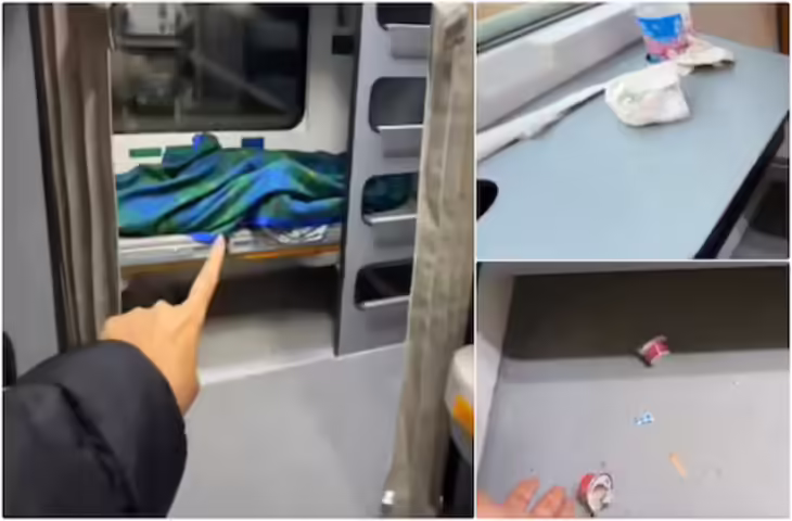 भारत के लोग नहीं सुधरेंगे! नई नवेली स्लीपर वन्दे भारत की पहले दिन ही कर दी ऐसी हालत, वीडियो देख उड़ जाएंगे होश&nbsp;