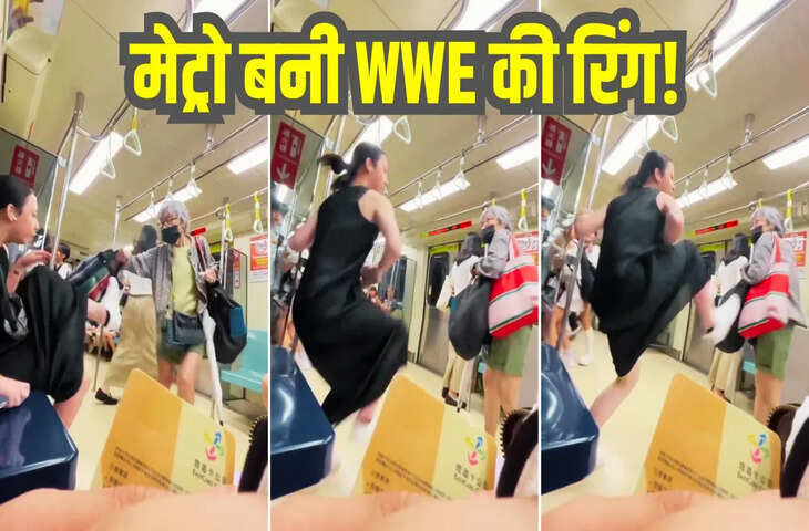 मेट्रो बनी WWE रिंग, लड़की ने बुजुर्ग महिला को मारी ऐसी लात, Viral Video देख हैरान रह गए लोग