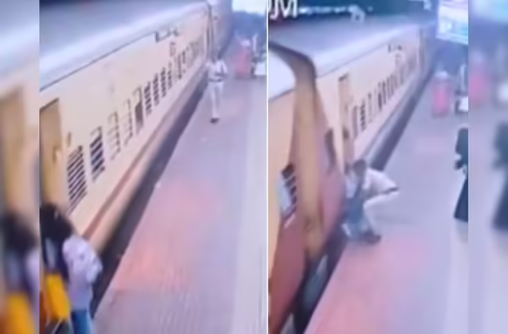 बड़ा हादसा टला! ट्रेन और प्लेटफॉर्म के बीच फंसा यात्री, RPF जवान की सूझबूझ ने बचाई जान, वीडियो वायरल