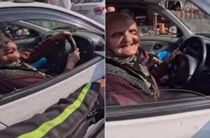 उम्र को मात देते नजर आईं 90 साल की दादी, कार की स्टीयरिंग थामे सड़क पर काट रही थीं धर्राटे