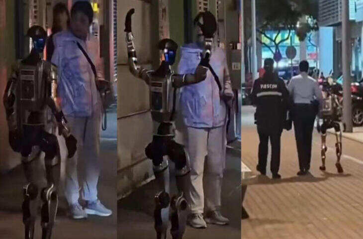 महिला को डराने की कोशिश में रोबोट फंसा, पुलिस ने किया गिरफ्तार, वायरल वीडियो देख लोग ले रहे मजे&nbsp;