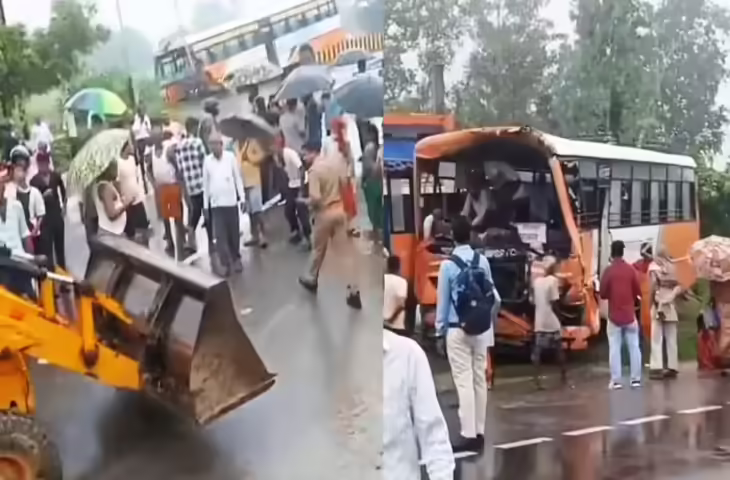 महराजगंज में राष्ट्रीय राजमार्ग पर तीन बसों की भिड़ंत, 20 यात्री घायल