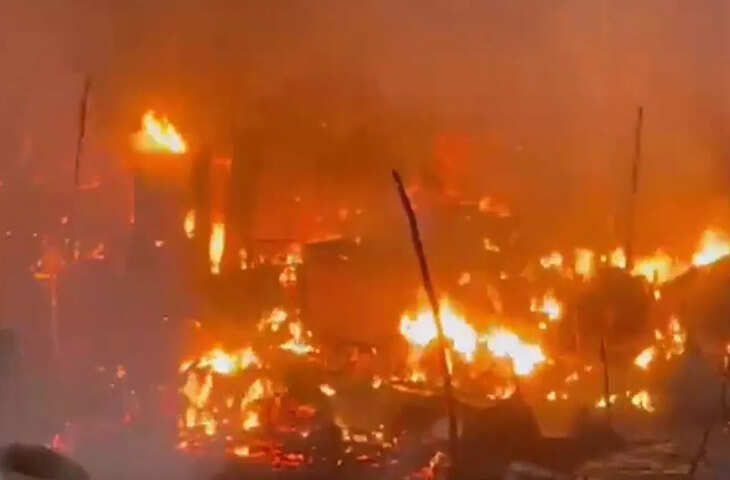 लखनऊ में आग का तांडव, विकास नगर में 200 झुग्गियां जलकर खाक; बुझाने में जुटी फायर ब्रिगेड