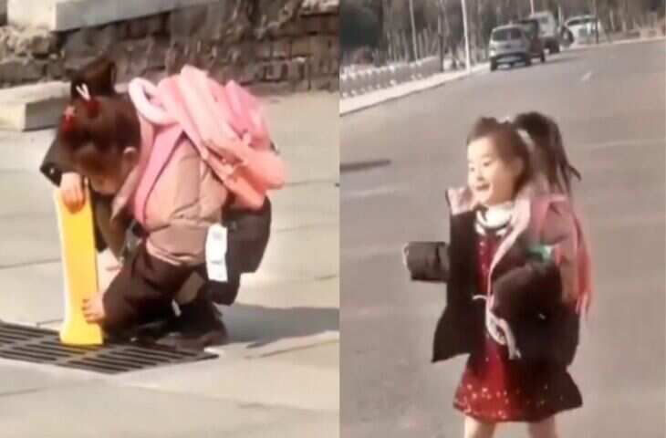 Video Viral: स्कूल बैग से निकाली किताब और सीधे नाले में&hellip; बच्ची की हरकत देख हंसी नहीं रुकेगी​​​​​​​