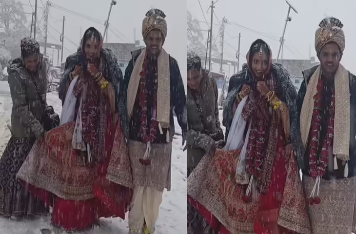 बर्फ से ढकी वादियों में गूंजे मंत्र! उत्तराखंड में भारी बर्फबारी के बीच कपल ने रचाई शादी, वीडियो वायरल​​​​​​​