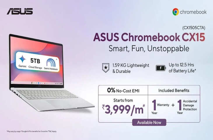 Asus Chromebook CX15 Launch: भारत में आया नया AI लैपटॉप, मिलेगा 12.5 घंटे तक का बैटरी बैकअप, जानें कीमत और फीचर्स