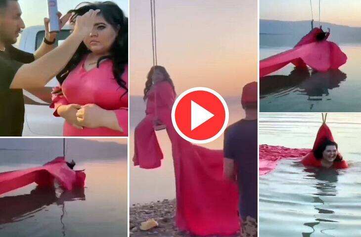 नदी किनारे फोटोशूट पड़ा भारी! लड़की के साथ हुआ मजेदार हादसा, वीडियो देख हंसते रह जाएंगे