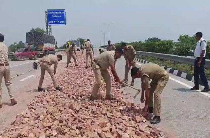 RTO चेकिंग से बचने के लिए ट्रक ड्राइवर ने अपनाया खतरनाक तरीका, एक्सप्रेस-वे पर गिराए पत्थर, वीडियो हुआ वायरल