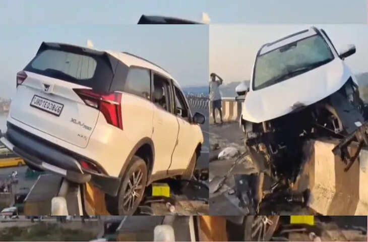 सांसें थमा देने वाला VIDEO, रिंग रोड के साइड वॉल पर लटकी XUV कार