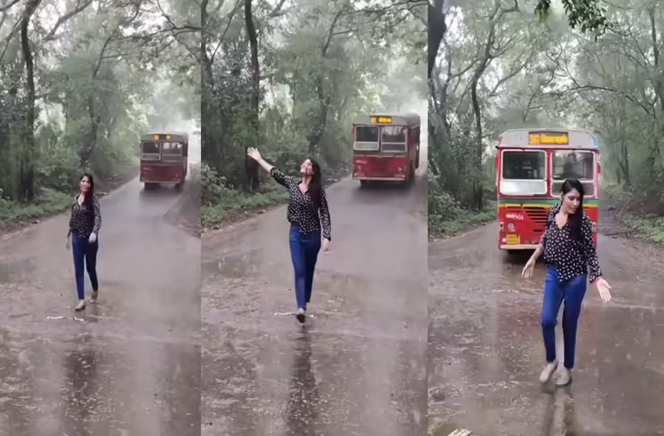 Rain Viral Video: कुछ सेकंड की लापरवाही बन सकती थी बड़ा हादसा, बारिश में रील बना रही लड़की का वीडियो वायरल​​​​​​​