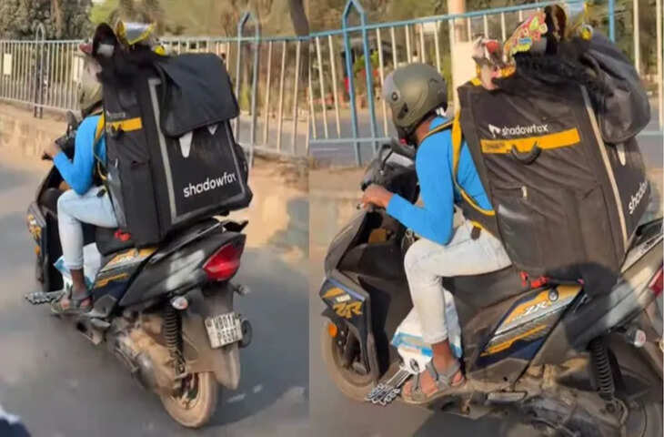 सरस्वती पूजा पर हैरान कर देने वाला नजारा, डिलीवरी बैग में नजर आया कुछ ऐसा..वायरल हो गया वीडियो