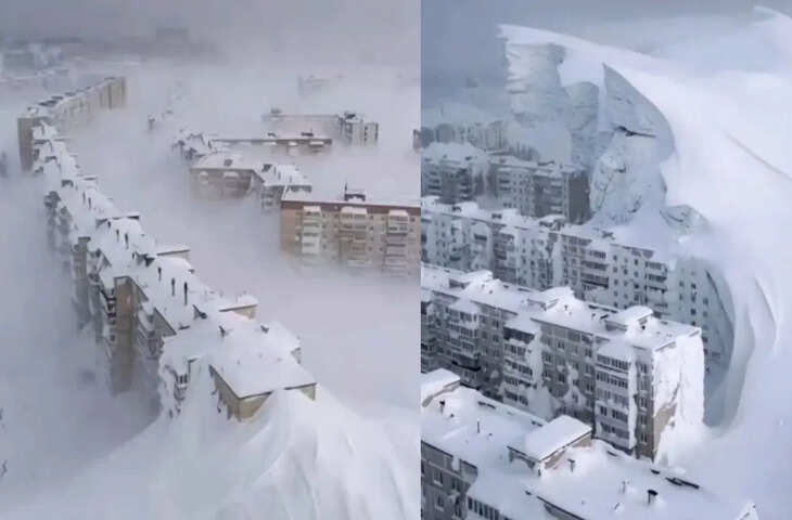 रूस में 130 साल बाद हुई इतनी बर्फबारी, &lsquo;डूब&rsquo; गए बिल्डिंग के कई फ्लोर, चौंकाने वाला वीडियो वायरल