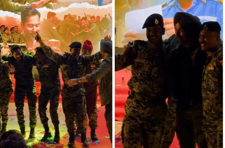 BSF कैंप में जश्न का माहौल: &lsquo;घर कब आओगे&rsquo; गाने पर जवानों संग झूमे सनी देओल और वरुण धवन, यहाँ देखे वायरल क्लिप&nbsp;
