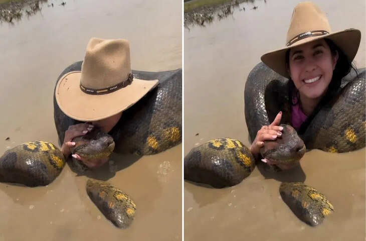 Viral Video: नदी में एनाकोंडा के साथ दिखी महिला, खतरनाक नजारे ने इंटरनेट पर मचाया हड़कंप