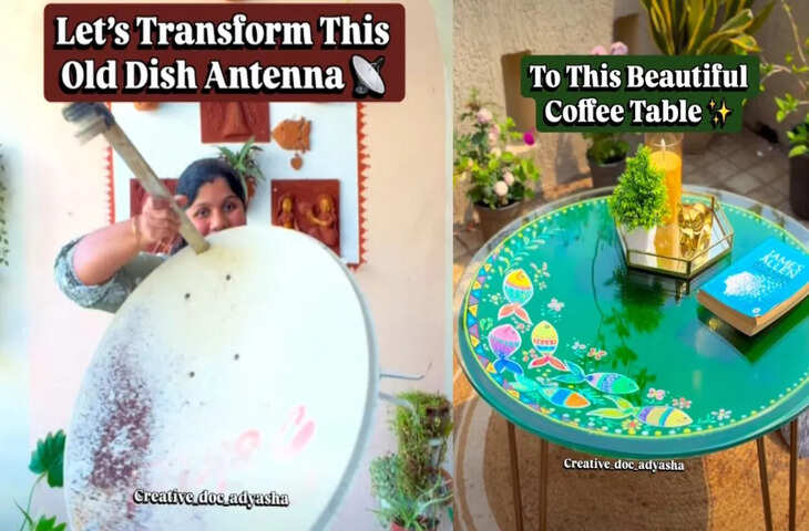 कबाड़ में पड़ा पुराना एंटीना, महिला की क्रिएटिविटी से बन गया खूबसूरत टेबल, वीडियो देख आप भी रह जाएंगे हैरान&nbsp;
