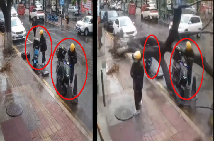 इसे कहते हैं किस्मत! मौत से इस तरह से बचे दो डिलीवरी बॉय, देखकर हैरान रह जाएंगे, देखें Video