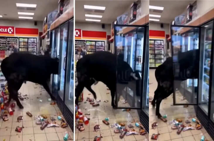 सुपरमार्केट के अंदर पहुंच गया सांड, फिर मचाया ऐसा तांडव, देखकर कहेंगे- 'गदर मच गया'