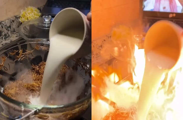 सोशल मीडिया पर वायरल हुआ चौंकाने वाला वीडियो, रसोईघर का हादसा देखकर लोग हुए हैरान