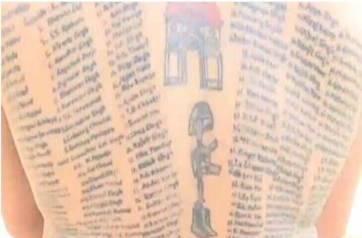 इस शख्स ने शहीदों के नाम कर दिया अपना शरीर, सम्मान में गुदवा लिए 580 जवानों के नाम