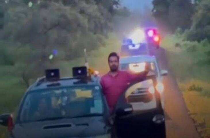 नरसिंहपुर में चलती फॉर्च्यूनर से स्टंट का वीडियो वायरल, पीछे पुलिस गाड़ियों का काफिला