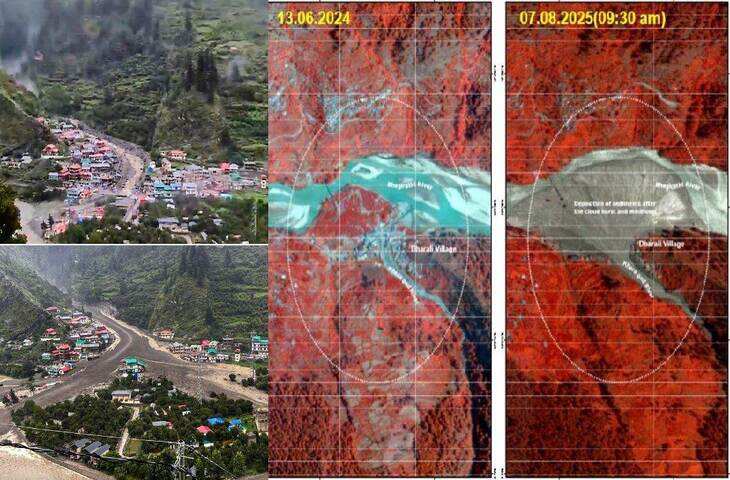 ISRO के सैटेलाइट ने दिखाया धराली में मची तबाही का सच, सेटेलाईट तस्वीरों में दिखा&nbsp;Before-After का नजारा&nbsp;
