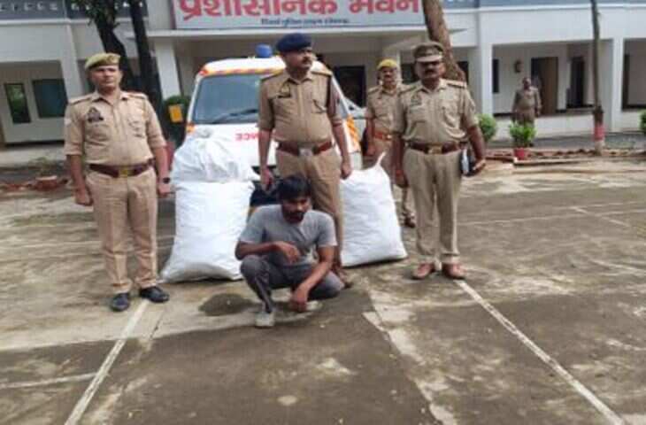 एंबुलेंस में बना रखा था गुप्त तहखाना, UP में 81 किलो गांजा बरामद; ड्राइवर गिरफ्तार,देखे वीडियो 