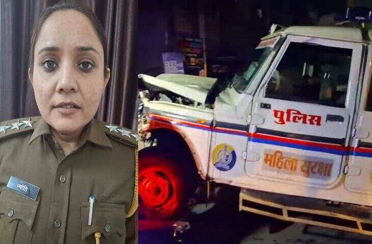 श्रीगंगानगर में पुलिस वैन को तेज रफ्तार कार ने मारी टक्कर, वीडियो में देखें महिला प्रभारी की मौत, 2 गंभीर घायल