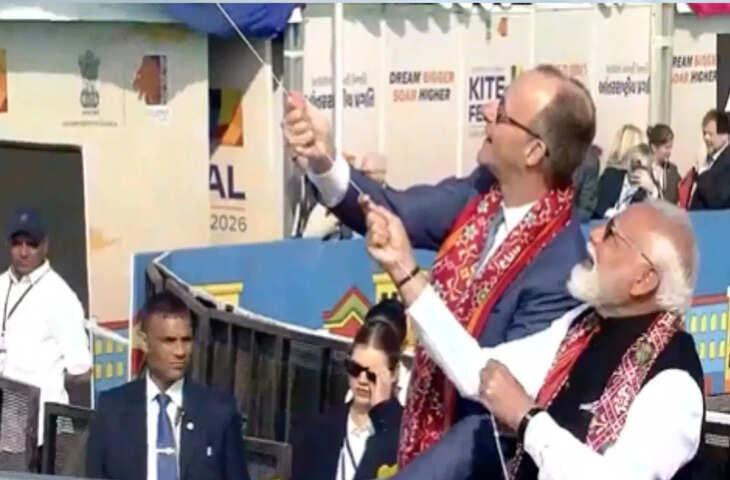 साबरमती रिवरफ्रंट पर PM मोदी संग पतंगबाजी करते दिखे जर्मन चांसलर, वायरल हुआ VIDEO&nbsp;