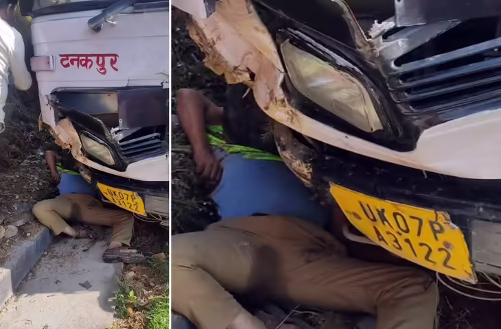 ब्रेक फेल होने पर चालक ने दिखाई सूझबूझ, पहाड़ी से बस टकराकर 34 यात्रियों की बचाई जान