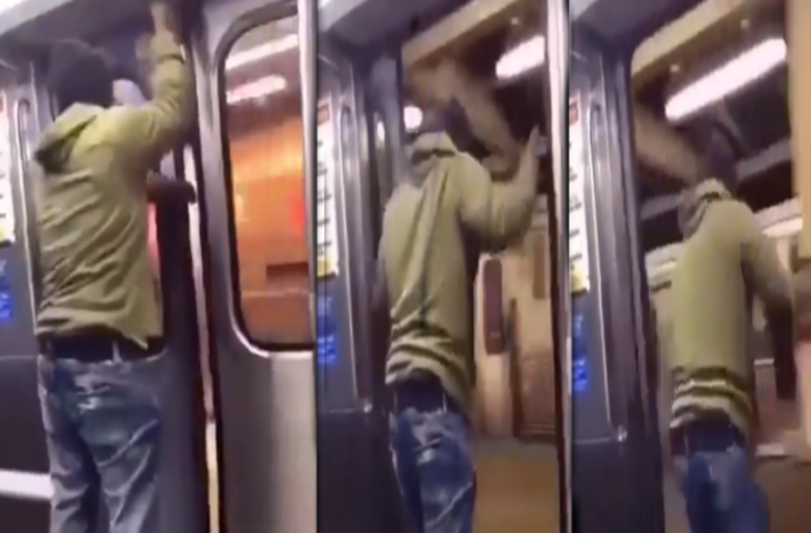 शख्स ने खोल दिया चलती मेट्रो का दरवाजा और लगा दी बाहर छलांग, फिर जो हुआ...Video