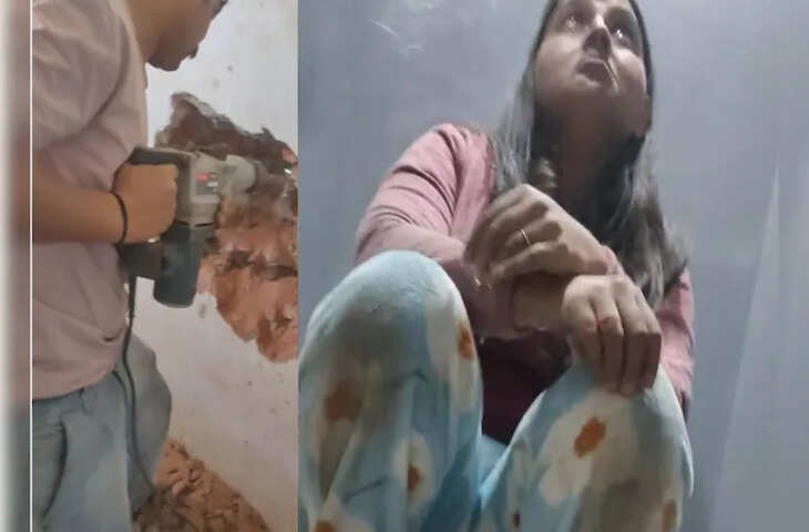 सोसायटी की लिफ्ट में 2 घंटे तक फंसी रही महिला, उल्टी दिशा में दौड़ने लगी लिफ्ट तो मच गया हड़कंप—दीवार तोड़कर बचाया गया