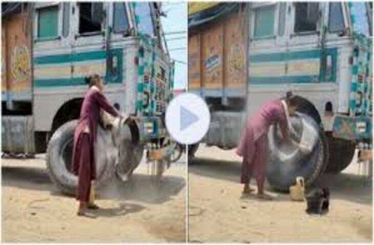 इस महिला की मेहनत और हौंसले को सलाम, कड़ी धूप में फटाफट रिपेयर कर दिया टायर पंक्चर, देखें वायरल वीडियो