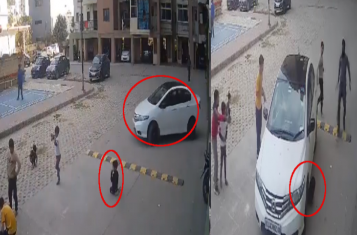 सोसाइटी में खेल रहे 5 साल के मासूम को महिला ने कुचल दिया कार से, CCTV में कैद हुई घटना