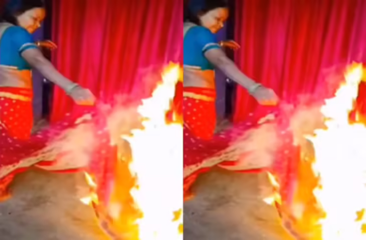 रील के चक्कर में ‘पगला’ गई महिला, साड़ी में लगा ली आग, फिर देखिए क्या हुआ, वीडियो वायरल