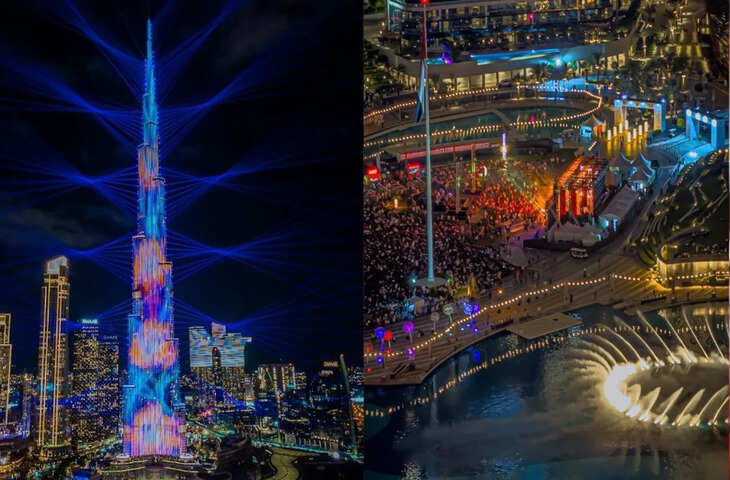 बुर्ज खलीफ़ा पर आतिशबाजी और लाइट एंड साउंड शो के साथ नए साल का स्वागत किया, Video Viral