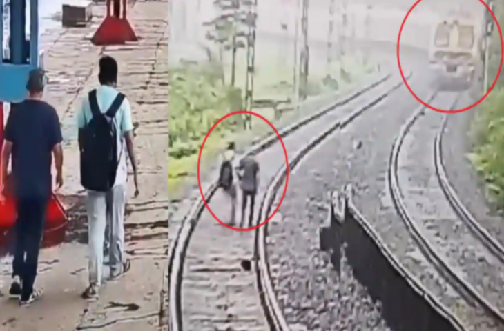 प्लेटफॉर्म पर टहलते रहे बाप-बेटे, फिर हाथ थामकर लेट गए चलती ट्रेन के सामने, CCTV में कैद हुई सुसाइड की घटना