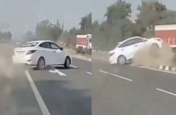 राजस्थान हाईवे पर आवारा गाय के कारण बड़ा हादसा, चालक की सूझबूझ फिर भी नहीं बची टक्कर