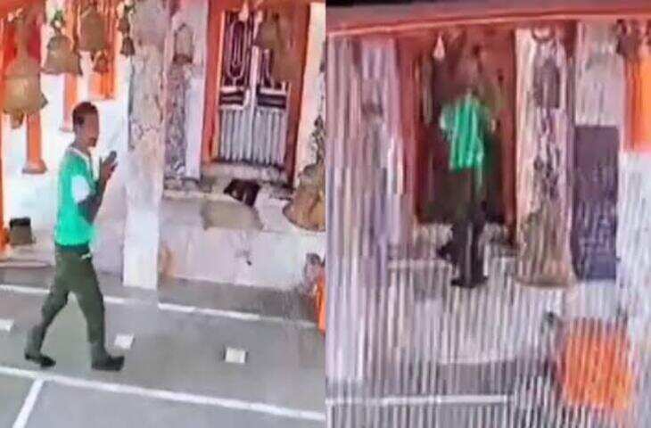 कोटा के हनुमान मंदिर में चोरी: जूते पहनकर घुसे बदमाश, 250 ग्राम का चांदी का छत्र ले उड़े, वारदात CCTV में कैद