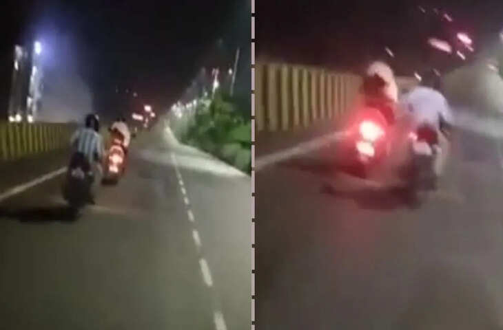 तेज़ रफ्तार बाइक लेकर युवक हवा में उड़ा, वायरल वीडियो देख फटी रह गई लोगों की आँखें&nbsp;
