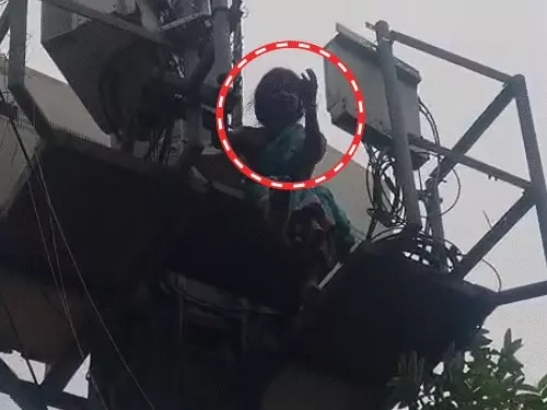 लखनऊ में टावर पर चढ़ी महिला, बेटे के साथ पहुंची थी पार्क रोड; पुलिस और फायर टीम ने सुरक्षित उतारा