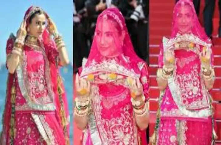 कान्स रेड कार्पेट पर छाया राजस्थानी अंदाज, रुचि गुज्जर ने गुलाबी लहंगे में बिखेरा जलवा